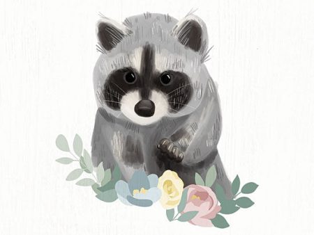 BRO327 - Floral Raccoon - 12x12 For Discount