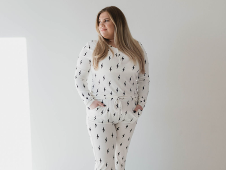 White & Black Lightning Bolt | Women s Bamboo Pajamas Online now