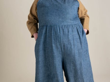 Backyard Jumpsuit in Indigo Chambray For Sale