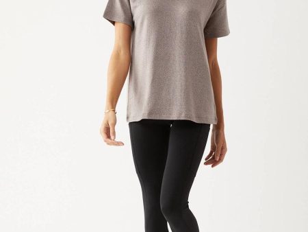 Devotion Slouchy V-Neck Maternity & Nursing Top in Pebble For Sale