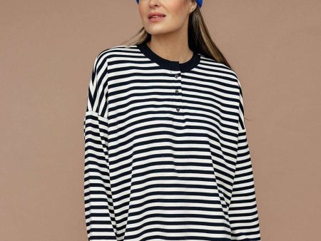 Jaelyn Henley Striped Pullover For Sale