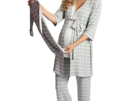 Heather Grey Stripe | Mommy Pajamas & Baby Set Online