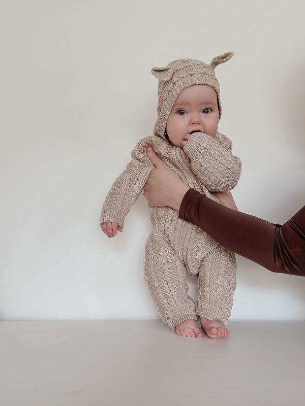 Luna + Luca Baby Bear Jumpsuit - Heather Beige Online Hot Sale