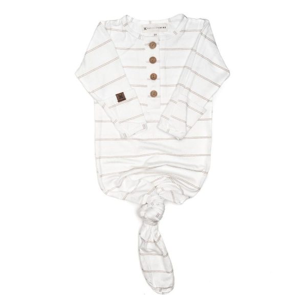 Fawn Striped Everything Knotted Newborn Gown For Cheap