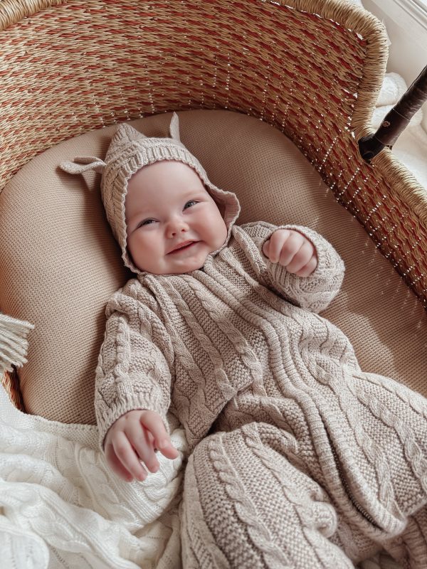 Luna + Luca Baby Bear Jumpsuit - Heather Beige Online Hot Sale