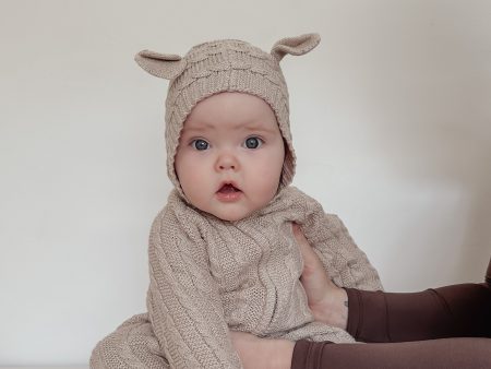 Luna + Luca Baby Bear Jumpsuit - Heather Beige Online Hot Sale