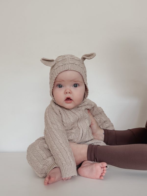 Luna + Luca Baby Bear Jumpsuit - Heather Beige Online Hot Sale