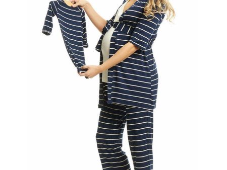 Navy Stripe | Mommy Pajamas & Baby Set on Sale