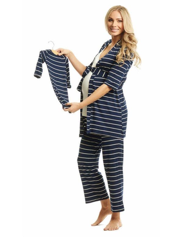 Navy Stripe | Mommy Pajamas & Baby Set on Sale