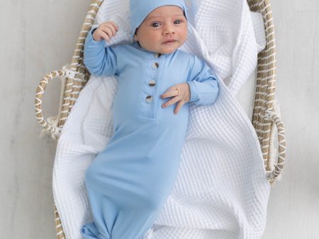 Emerson Knotted Gown & Hat Set | Baby Blue For Sale