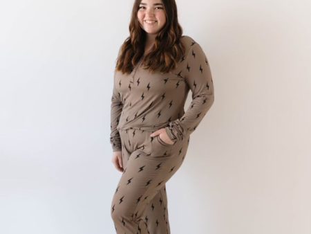 Brown & Black Lightning Bolt | Women s Bamboo Pajamas Online Sale