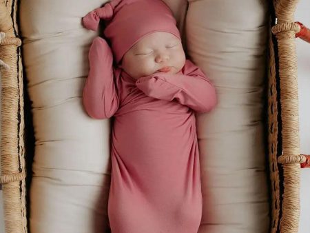 Rose Pink Newborn Knotted Gown Set Online