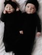 Black Ribbed Knotted Newborn Gown Set Cheap