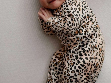 Leopard Newborn Knotted Gown Set For Cheap