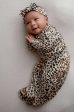 Leopard Newborn Knotted Gown Set For Cheap