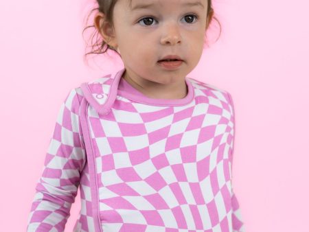 BUBBLEGUM WAVY CHECKERS DREAM BABY BIB Discount