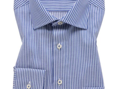 ETERNA - Chemise manches longues rayé Modern Fit - Bleu Blanc For Cheap