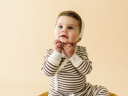 Organic Kimono Onesie & Pants Set - Plum Stripes For Discount