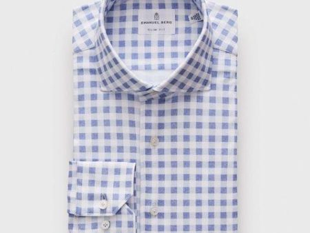 Emanuel Berg - Byron - Chemise manches longues à carreaux Albini 4Flex - Modern Fit - Marine Online now