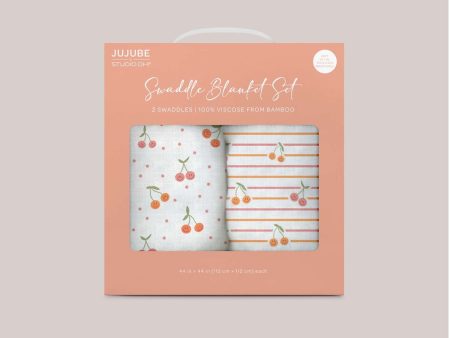 2-Pack Square Swaddle Blanket Set | Cherry Cute by Doodle By Meg Online now