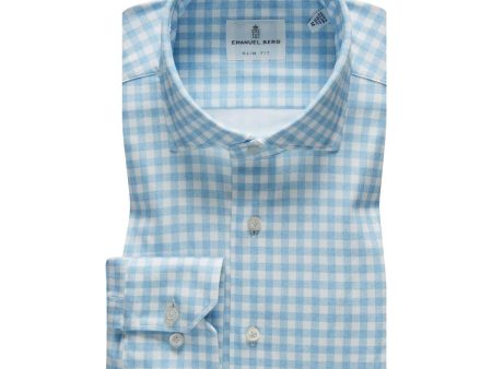 Emanuel Berg - Byron - Chemise manches longues à carreaux Albini 4Flex - Modern Fit - Bleu Discount