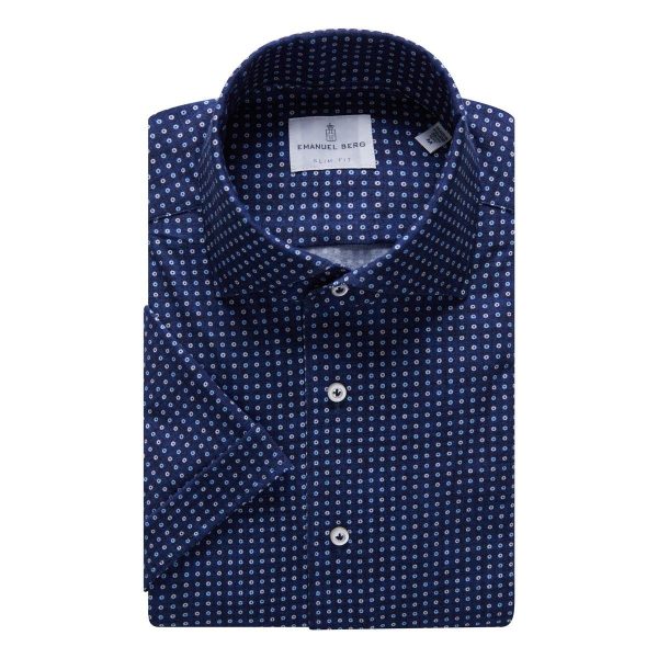 Emanuel Berg - Pablo - Chemise manches courtes Premium Jersey Knit - Modern Fit - Marine Online Hot Sale