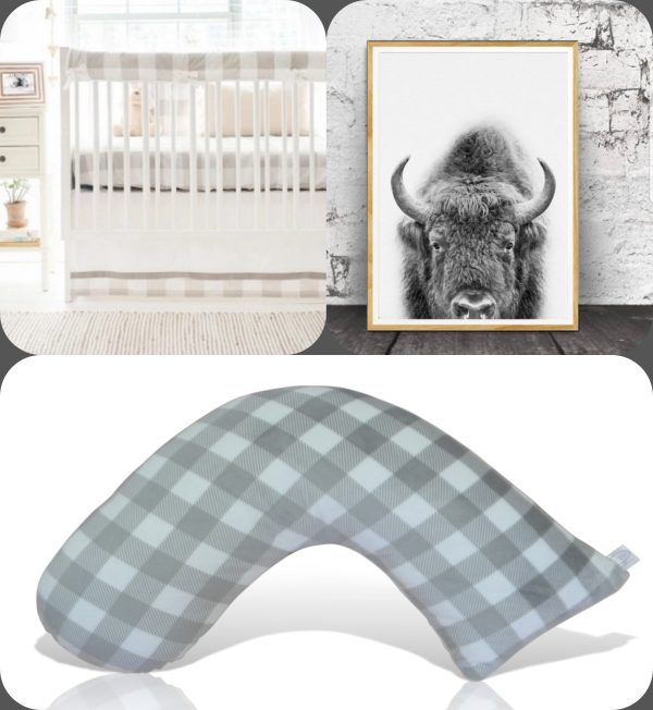 Luna Lullaby Nursing Pillow - Grey and White Buffalo Check Online now