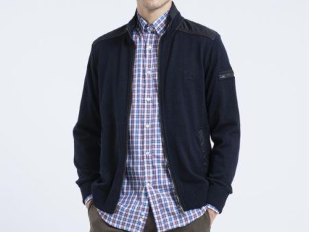 Paul & Shark - Cardigan zip de laine avec nylon aux épaules Hot on Sale