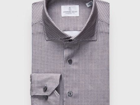 Emanuel Berg - Byron - Chemise manches longues à motifs Albini 4Flex - Modern Fit - Gris Sale