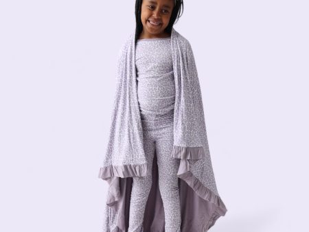 LAVENDER LEOPARD DREAM RUFFLE BLANKET Online Sale