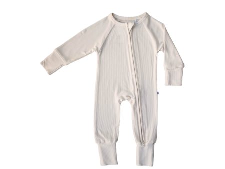 Ivory Ribbed | Bamboo Zip Romper Sale