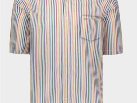 Paul & Shark - Chemise manches courtes à rayures de coton poplin Online Sale