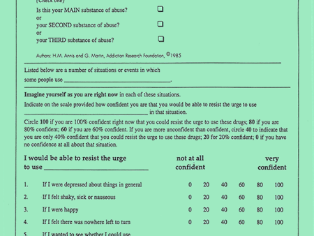 Drug-Taking Confidence Questionnaire (DTCQ): Drug Questionnaires|Questionnaire de confiance face à la consommation de drogues (QCCD) : Questionnaires sur les drogues For Cheap