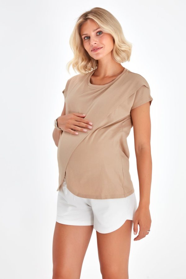 Handy Crossover Short Sleeve Cotton Maternity Nursing Top Sale