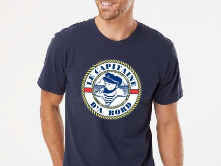 LE CAPITAINE D A BORD - T-shirt de coton avec logo surdimensionné Online now