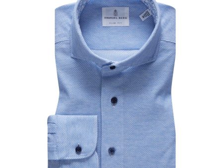 Emanuel Berg - Marseille - Chemise manches longues Premium Jersey Knit - Modern Fit - Bleu on Sale