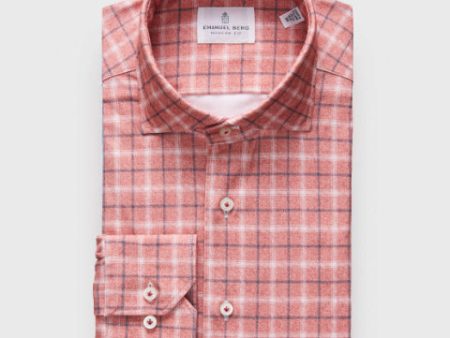 Emanuel Berg - Byron - Chemise manches longues à carreaux Albini 4Flex - Modern Fit - Brick Online Sale