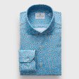 Emanuel Berg - Byron - Chemise manches longues à motifs Albini 4Flex - Modern Fit - Turquoise Online Sale