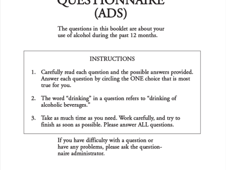 Alcohol Dependence Scale (ADS): Questionnaire|Questionnaire sur la consommation d’alcool (ADS) Fashion