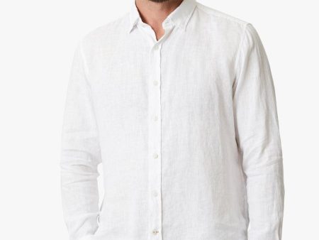 34 Heritage - Linen Chambray Shirt Bright White Sale