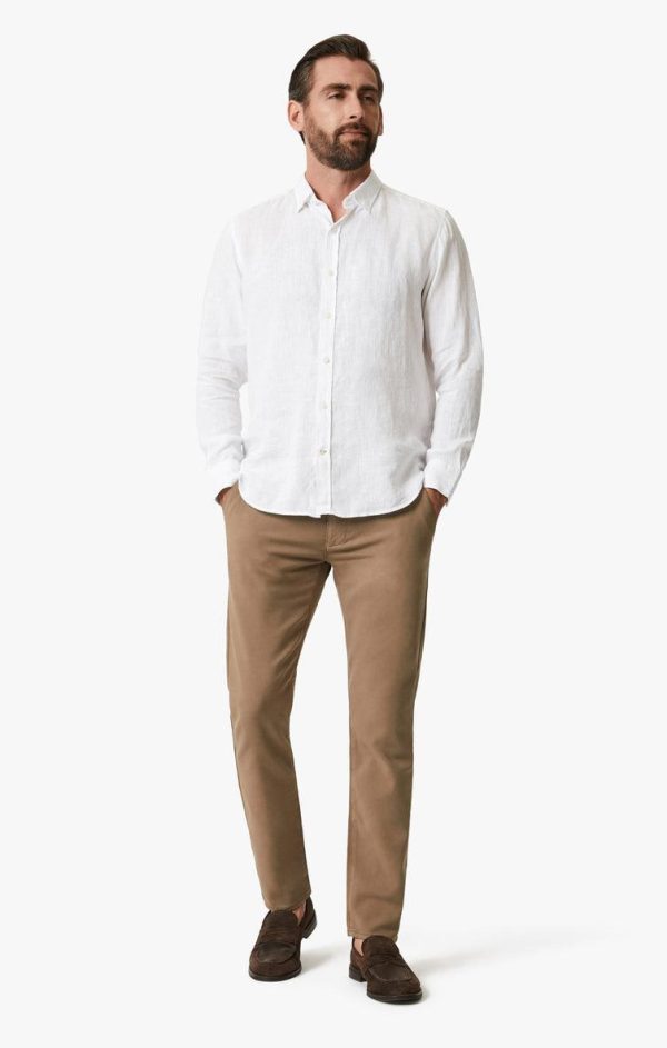 34 Heritage - Linen Chambray Shirt Bright White Sale