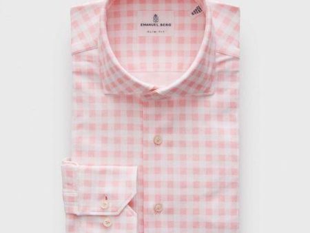 Emanuel Berg - Byron - Chemise manches longues à carreaux Albini 4Flex - Modern Fit - Rose on Sale