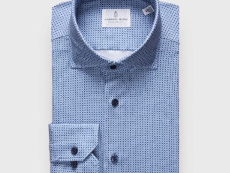 Emanuel Berg - Byron - Chemise manches longues à motifs Albini 4Flex - Modern Fit - Bleu For Cheap