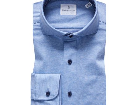 Emanuel Berg - Polo manches longues Premium Jersey Knit - Modern Fit - Bleu Supply