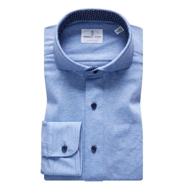 Emanuel Berg - Polo manches longues Premium Jersey Knit - Modern Fit - Bleu Supply