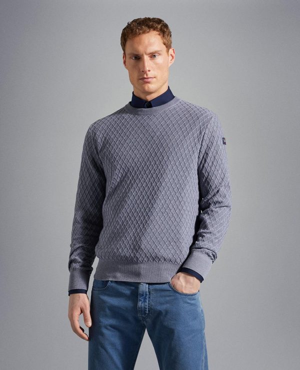 Paul & Shark - Col rond tricot de coton Fresco à lozange Online Hot Sale