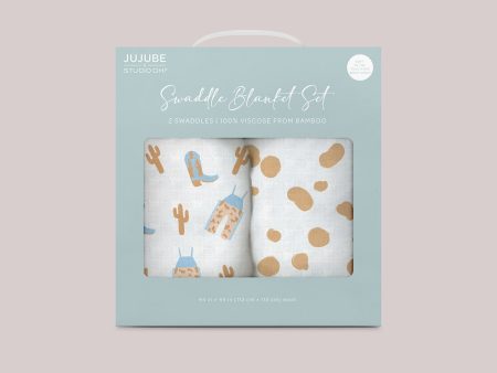 2-Pack Square Swaddle Blanket Set | Howdy Partner Blue Hot on Sale