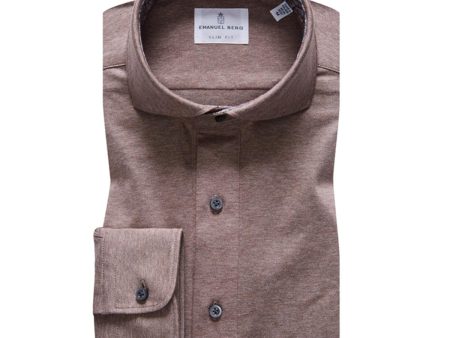 Emanuel Berg - Polo manches longues Premium Jersey Knit - Modern Fit - Chocolat Sale