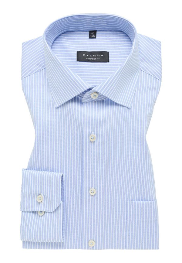 ETERNA - Chemise manches longues rayé Modern Fit - Poudre Blanc Online now