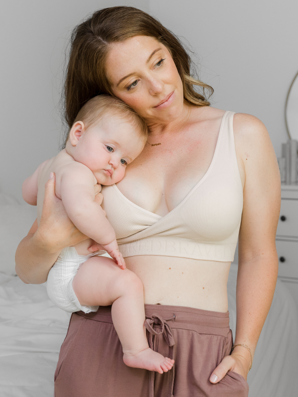 Sublime® Adjustable Crossover Nursing & Lounge Bra | Stone on Sale